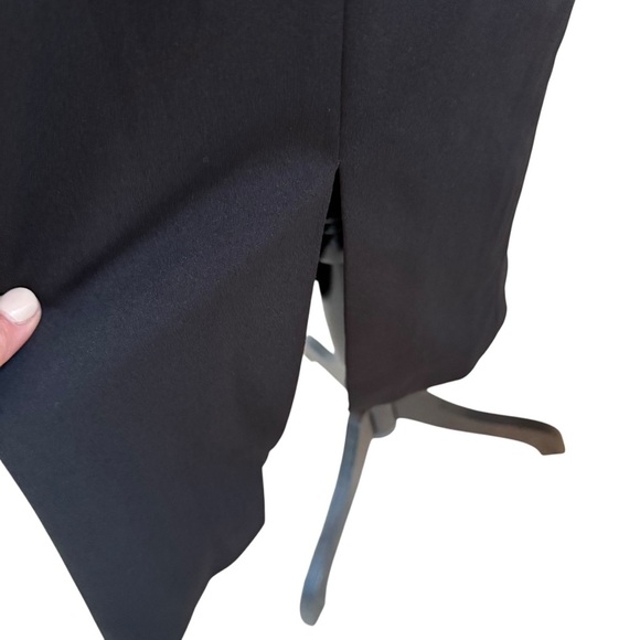 DKNY Black Sheath Midi Dress V-Neck Sleeveless with Gold Back Accents - Picture 5 of 9